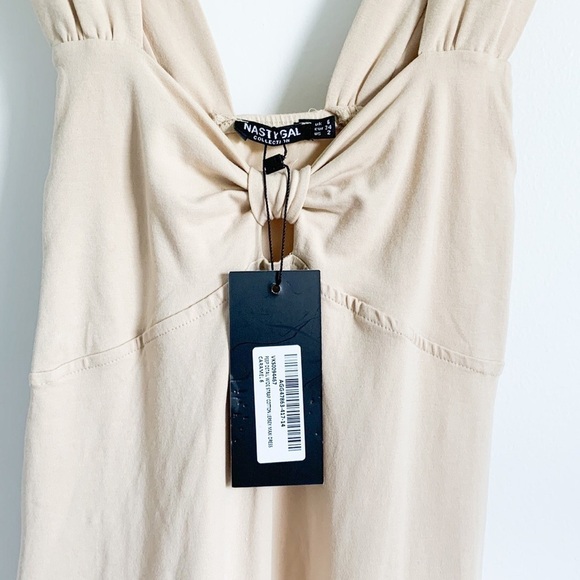 Nasty Gal Bowing Places Relaxed Nude Stretchy Midi Dress sz 2 - Picture 9 of 12